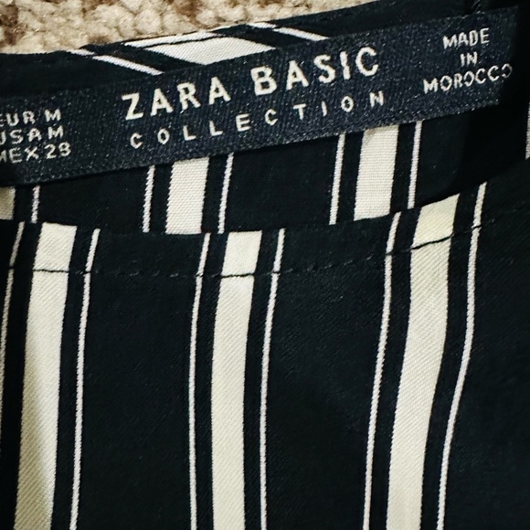 👗▫️ ZARA Black White‎ Striped Draped Mini Dress | Cupro Silk Ruched Sz M (S/XS) - Picture 2 of 6